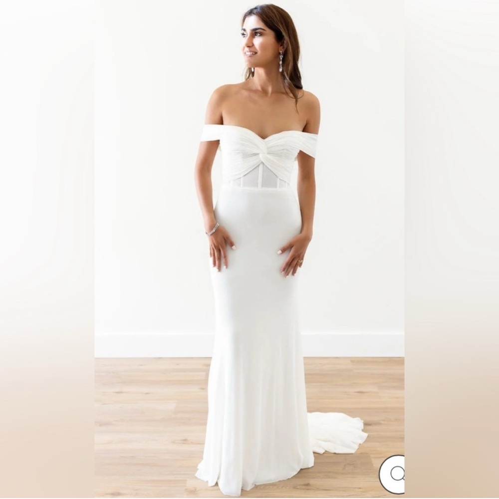 Off-Shoulder Ivory Wedding Dress by Wtoo by Watters size 24W, fits like 18/20